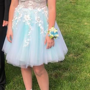 Jovani v neck floral bodice cocktail/evening dress